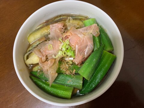 水茄子とオクラの煮びたし